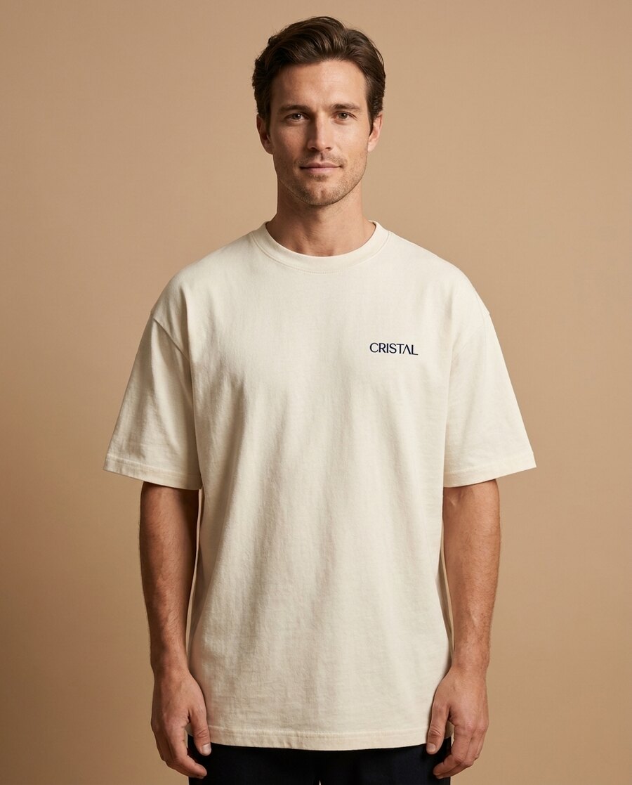CRISTAL tee — front, cream