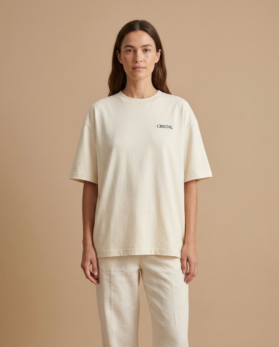 CRISTAL tee — front, cream